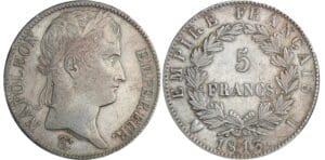 5 francs Napoléon revers empire - 1813 U (Turin)