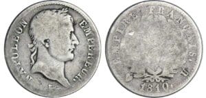1 franc Napoléon revers empire - 1810 U (Turin)