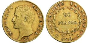 20 francs Napoléon Ier tête nue - An 14 A (Paris) 20 francs Napoléon Ier tête nue - An 14 A (Paris)