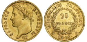 20 francs Napoléon revers république - 1808 A (Paris)