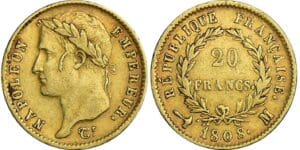 20 francs Napoléon revers république - 1808 M (Toulouse)