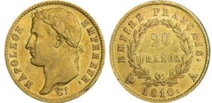 20 francs Napoléon revers empire - 1810 A (Paris) grand coq 20 francs Napoléon revers empire - 1810 A (Paris) grand coq