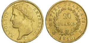 20 francs Napoléon revers empire - 1810 H (La Rochelle)