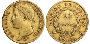 20 francs Napoléon revers empire - 1810 U (Turin)