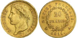 20 francs Napoléon revers empire - 1811 A (Paris)