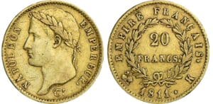 20 francs Napoléon revers empire - 1811 K (Bordeaux)