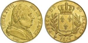 20 francs Louis XVIII au buste habillé - 1814 A (Paris)