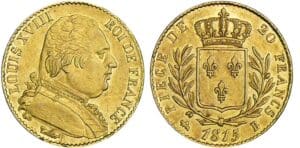 20 francs Louis XVIII au buste habillé - 1815 B (Rouen)