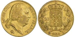 20 francs Louis XVIII au buste nu - 1816 A (Paris)