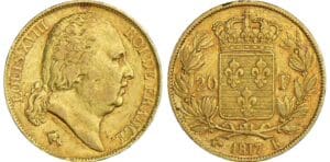 20 francs Louis XVIII au buste nu - 1817 K (Bordeaux)
