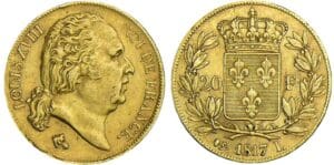 20 francs Louis XVIII au buste nu - 1817 L (Bayonne)