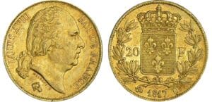 20 francs Louis XVIII au buste nu - 1817 Q (Perpignan)