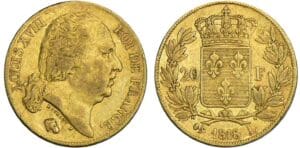 20 francs Louis XVIII au buste nu - 1818 L (Bayonne)