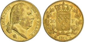 20 francs Louis XVIII au buste nu - 1819 A (Paris)