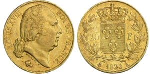 20 francs Louis XVIII au buste nu - 1823 A (Paris)