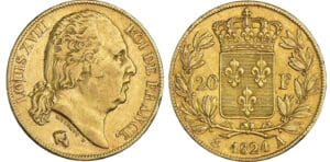 20 francs Louis XVIII au buste nu - 1824 A (Paris)