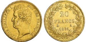 20 francs Louis-Philippe Ier - tête nue - tranche en creux - 1831 A (Paris) 20 francs Louis-Philippe Ier - tête nue - tranche en creux - 1831 A (Paris)