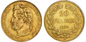20 francs Louis-Philippe Ier - tête laurée - 1832 B (Rouen) 20 francs Louis-Philippe Ier - tête laurée - 1832 B (Rouen)