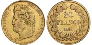20 francs Louis-Philippe Ier tête laurée - 1838 A (Paris) 20 francs Louis-Philippe Ier tête laurée - 1838 A (Paris)