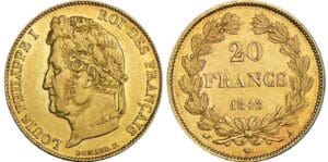 20 francs Louis-Philippe Ier - tête laurée - 1848 A (Paris) 20 francs Louis-Philippe Ier - tête laurée - 1848 A (Paris)