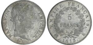 5 francs Napoléon revers empire - 1813 K (Bordeaux)