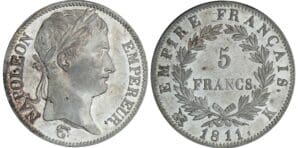 5 francs Napoléon revers empire - 1811 K (Bordeaux)