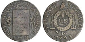 Sol à la balance type FRANCOISE - An II - 1793 D. (Dijon) Sol à la balance type FRANCOISE - An II - 1793 D. (Dijon)