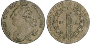 12 deniers type FRANCOIS - 1791 .A (Couvent des Barnabites)