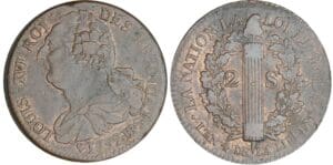 2 sols au faisceau type FRANCAIS - 1792 BB (Strasbourg) 2 sols au faisceau type FRANCAIS - 1792 BB (Strasbourg)