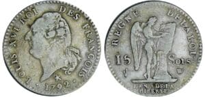 15 sols type FRANCOIS - 1792 W (Lille) 1er sem