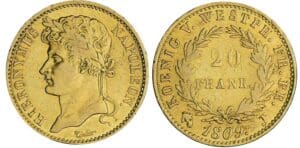 Allemagne - Westphalie - Jérome Napoléon - 20 frank - 1809 J (Paris)