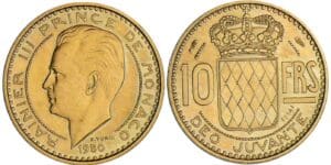 Monaco - Rainier III - 10 francs 1950 - Essai en or Monaco - Rainier III - 10 francs 1950 - Essai en or