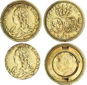 Louis XV - ½ louis d’or aux lunettes - 1726 A (Paris) monnaie transformée en boite secrète