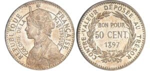 Martinique - 50 cent 1897 - Essai piéfort Martinique - 50 cent 1897 - Essai piéfort