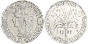 Guadeloupe et dépendances - 50 centimes 1921 Guadeloupe et dépendances - 50 centimes 1921