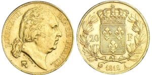 20 francs Louis XVIII au buste nu - 1818 A (Paris)