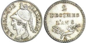 Napoléon Ier - 2 décimes type Lorthior An 8