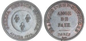 Louis XVIII - Visite de l'empereur autrichien François Ier - Module de la 2 francs 1814 Louis XVIII - Visite de l'empereur autrichien François Ier - Module de la 2 francs 1814