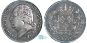 2 francs Louis XVIII au buste nu - 1822 A (Paris) 2 francs Louis XVIII au buste nu - 1822 A (Paris)