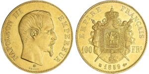 100 francs Napoléon III tête nue - 1859 BB (Strasbourg)