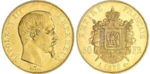 50 francs Napoléon III tête nue - 1855 A (Paris)