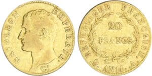 20 francs Napoléon Ier tête nue - An 14 A (Paris) 20 francs Napoléon Ier tête nue - An 14 A (Paris)