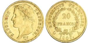 20 francs Napoléon revers république - 1808 A (Paris) 20 francs Napoléon revers république - 1808 A (Paris)
