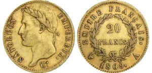 20 francs Napoléon revers empire - 1809 A (Paris) 20 francs Napoléon revers empire - 1809 A (Paris)