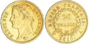 20 francs Napoléon revers empire - 1810 A (Paris) 20 francs Napoléon revers empire - 1810 A (Paris)