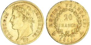 20 francs Napoléon revers empire - 1811 A (Paris) 20 francs Napoléon revers empire - 1811 A (Paris)