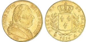 20 francs Louis XVIII au buste habillé - 1814 A (Paris)