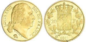 20 francs Louis XVIII au buste nu - 1819 A (Paris)