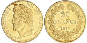 20 francs Louis-Philippe Ier tête laurée - 1834 A (Paris) 20 francs Louis-Philippe Ier tête laurée - 1834 A (Paris)