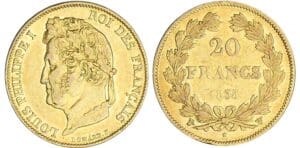 20 francs Louis-Philippe Ier tête laurée - 1835 W (Lille) 20 francs Louis-Philippe Ier tête laurée - 1835 W (Lille)